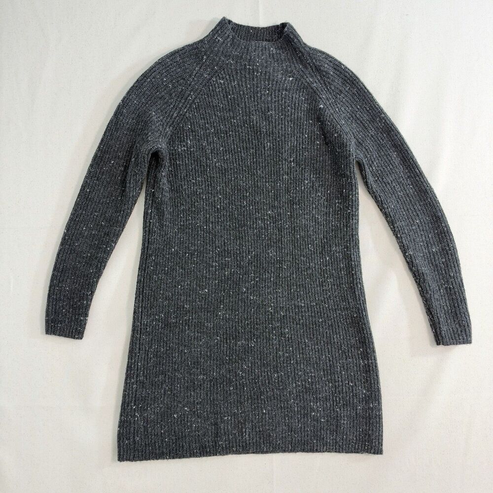 Madewell Sweater Dress Black Ribbed Knit Flecked Donegal Women's XS